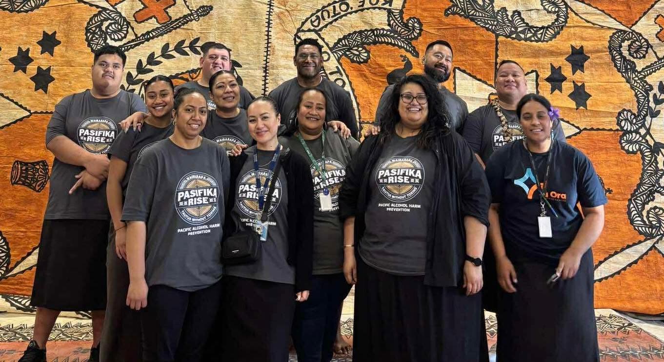 Pasifika Rise team in custom printed tees