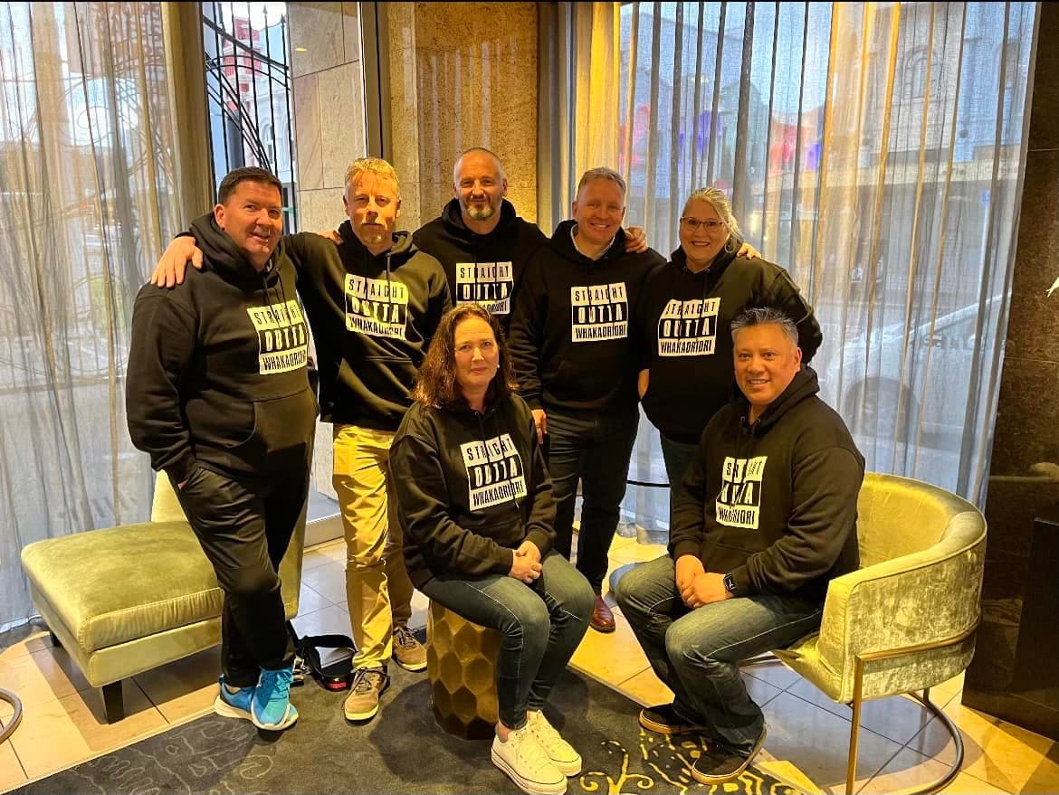 Straight Outta Whakaoriori group hoodies